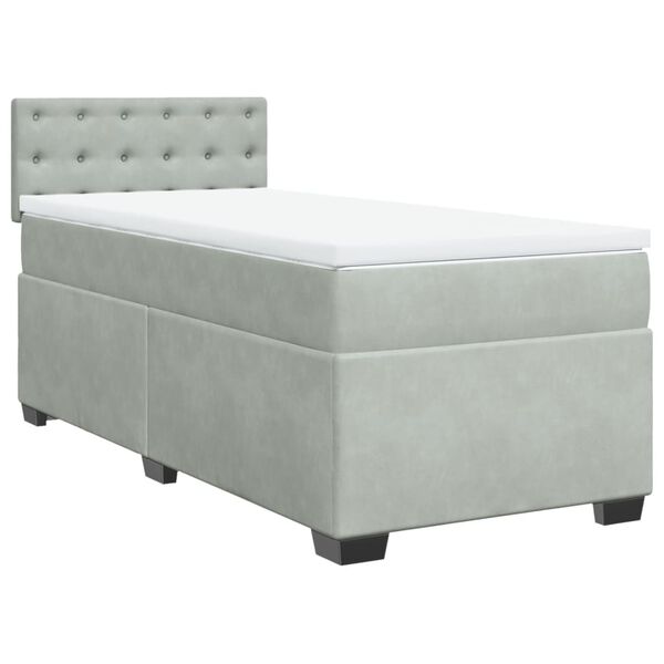 vidaXL Cama box spring con colch&oacute;n terciopelo gris claro 80x200 cm