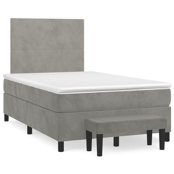 vidaXL Cama box spring con colch&oacute;n terciopelo gris claro 120x200 cm