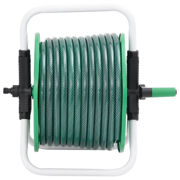 vidaXL Carrete de rollo para manguera de pie PVC verde 20 m