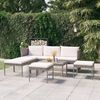 vidaXL Set de muebles de jard&iacute;n 6 pzas y cojines rat&aacute;n sint&eacute;tico gris