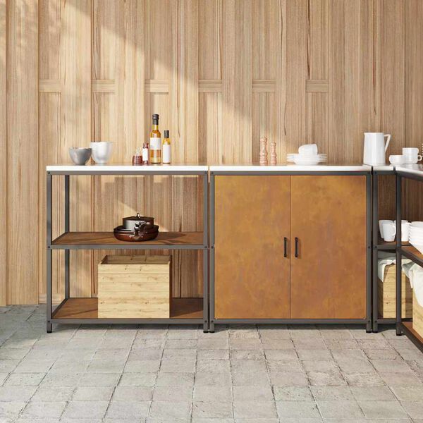 vidaXL Juego de Almacenamiento de Cocina con estante 2 pcs Oxidado