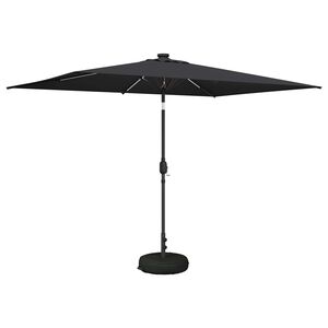vidaXL Parasol de jard&iacute;n con luces LED y base 200 x 300 cm Poli&eacute;ster