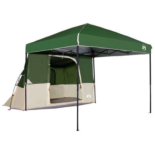 vidaXL Juego de Tienda de Camping con techo 2 pcs Verde Tafet&aacute;n y Tela