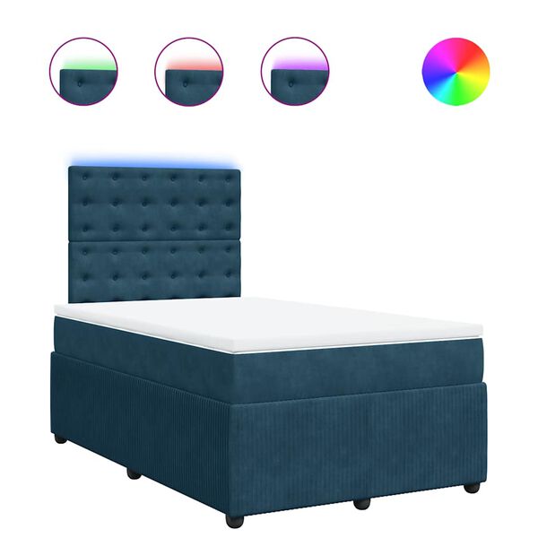 vidaXL Cama box spring con colch&oacute;n terciopelo azul 120x190 cm
