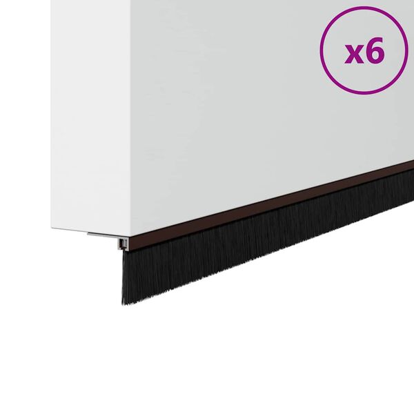 vidaXL Sellos de cepillo para puertas autoadhesivos 6 pcs Marr&oacute;n