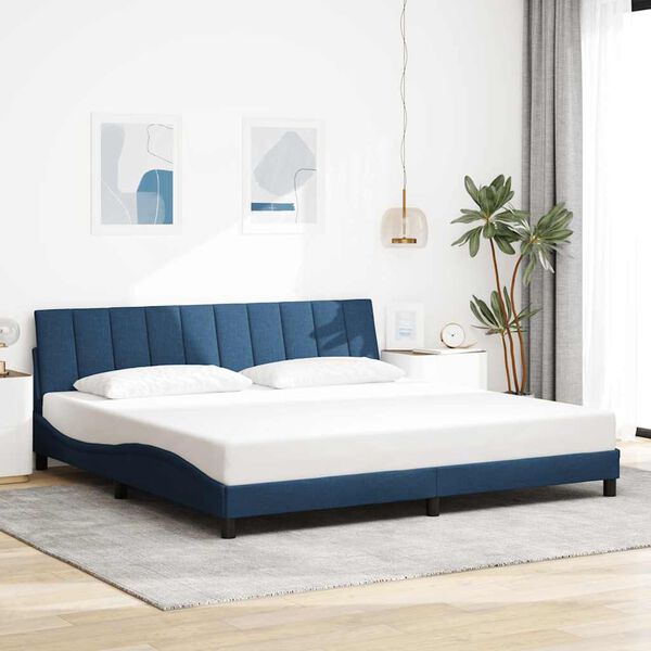 vidaXL Estructura de cama sin colch&oacute;n Hanko tela azul 200x200 cm