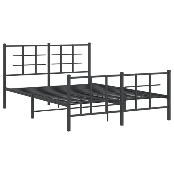vidaXL Estructura cama sin colch&oacute;n con estribo metal negro 140x190 cm