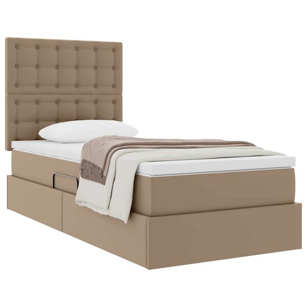 vidaXL Cama con almacenamiento Capuchino 90 x 190 cm Cuero sint&eacute;tico