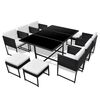 vidaXL Set comedor de jard&iacute;n 11 piezas y cojines rat&aacute;n sint&eacute;tico negro