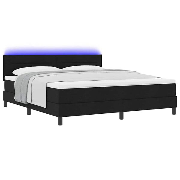 vidaXL Cama tipo Box Spring con colch&oacute;n Negro 180 x 200 cm tela