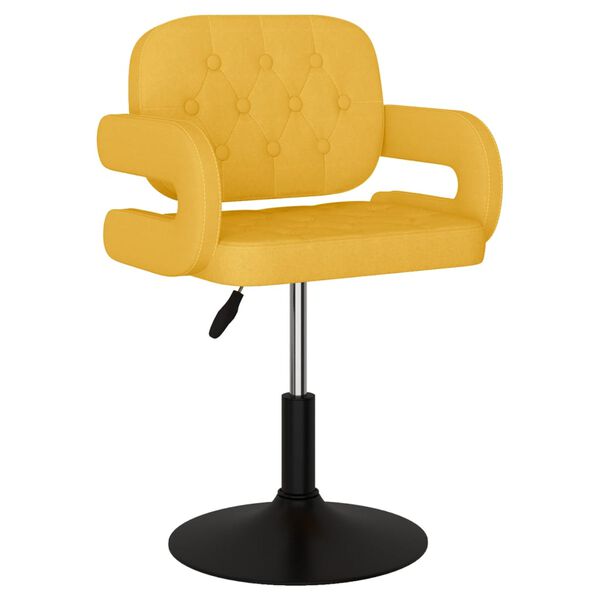 vidaXL Silla de comedor giratoria de tela amarilla mostaza