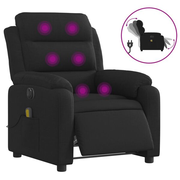 vidaXL Sillón reclinable de masaje eléctrico tela negro