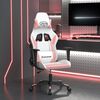 vidaXL Silla gaming de masaje cuero sint&eacute;tico blanco y rosa