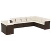 vidaXL Set de sof&aacute;s de jard&iacute;n 10 pzas y cojines rat&aacute;n sint&eacute;tico marr&oacute;n