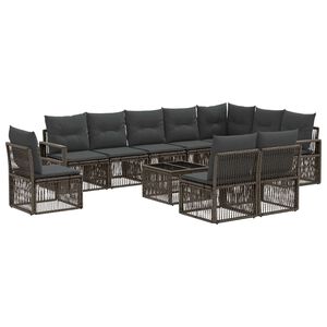 vidaXL Conjunto de sof&aacute;s de jard&iacute;n 11 uds. Gris rat&aacute;n sint&eacute;tico