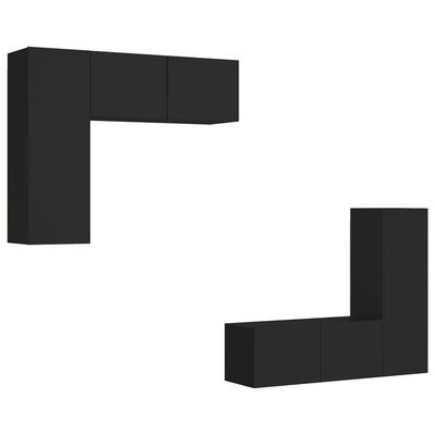 vidaXL Juego de mueble para TV de 4 piezas aglomerado negro