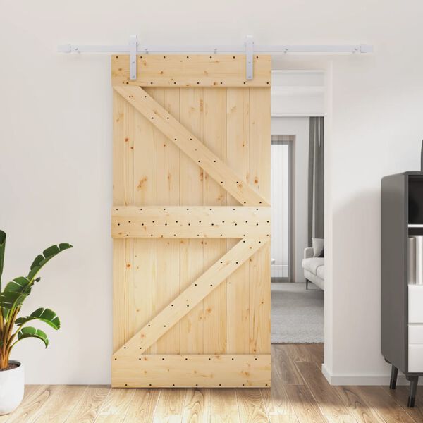 vidaXL Puerta corredera con herrajes madera maciza de pino 100x210 cm