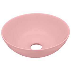 vidaXL Lavabo de cuarto de ba&ntilde;o redondo cer&aacute;mica rosa mate