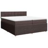 vidaXL Cama box spring con colch&oacute;n tela marr&oacute;n oscuro 200x200 cm