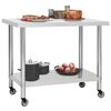 vidaXL Mesa de trabajo para cocina con ruedas acero inox 100x30x85 cm