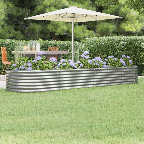 vidaXL Jardinera arriate acero galvanizado plata 296x80x36 cm