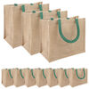 vidaXL Bolsas de yute 10 Natural y verde 26 x 22 x 14 cm