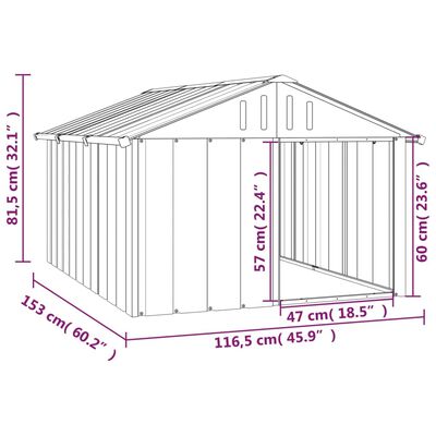vidaXL Casa perros acero galvanizado gris antracita 116,5x153x81,5 cm
