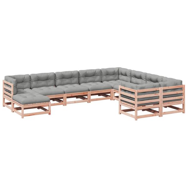 vidaXL Set de sof&aacute;s de jard&iacute;n 10 pzas con cojines madera abeto Douglas