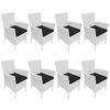 vidaXL Set de comedor de jard&iacute;n 9 piezas rat&aacute;n sint&eacute;tico blanco crema