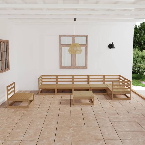 vidaXL Muebles de jard&iacute;n 8 piezas marr&oacute;n miel madera maciza de pino