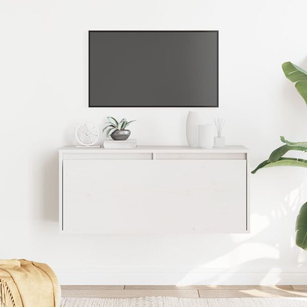 vidaXL Armario de pared de madera maciza de pino blanco 80x30x35 cm