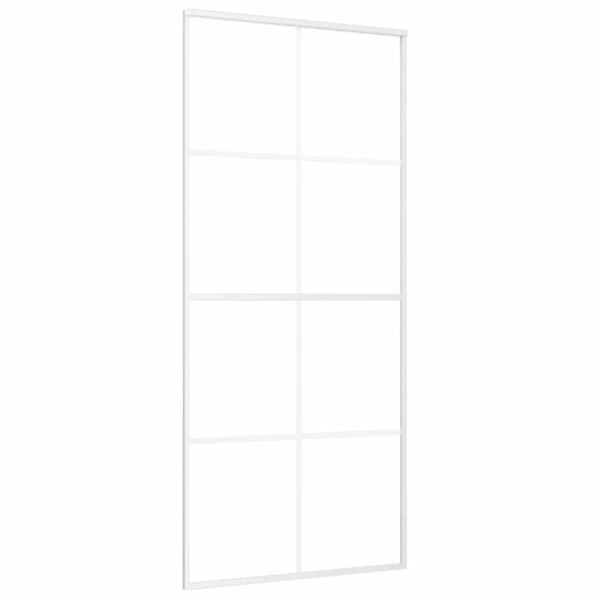 vidaXL Puerta corredera ESG vidrio y aluminio blanca 90x205 cm