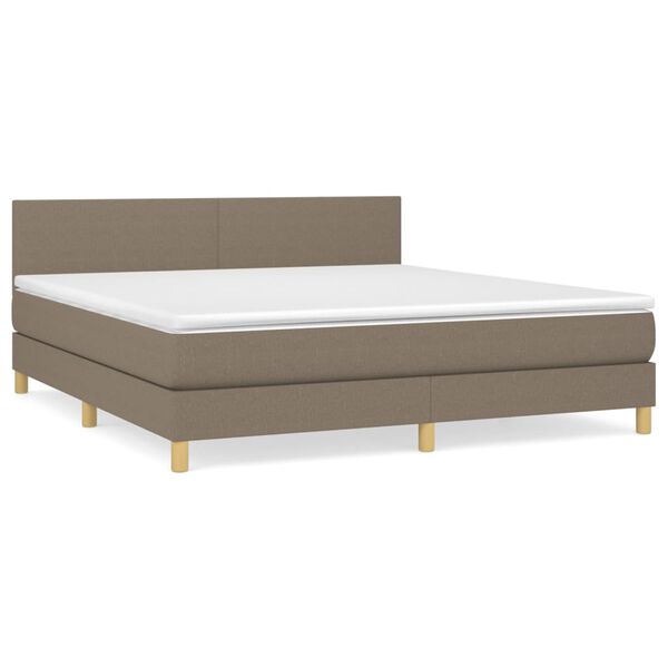 vidaXL Cama box spring con colch&oacute;n tela gris taupe 180x200 cm
