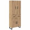 vidaXL Aparador alto 2 pcs Roble artesanal 69,5 x 34 x 180 cm