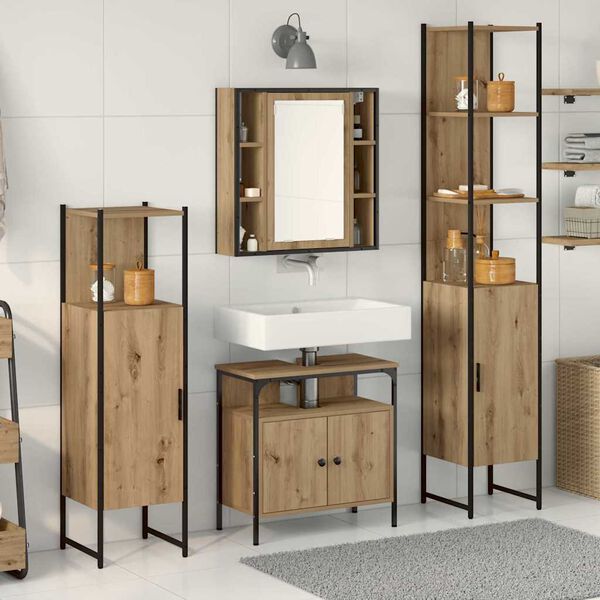 vidaXL Juego de Gabinetes de Ba&ntilde;o con caj&oacute;n Otro 4 pcs Roble artisan