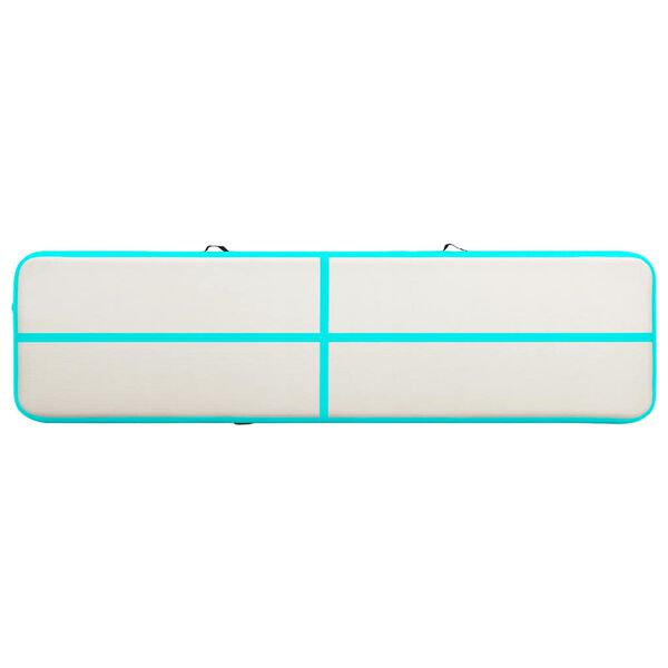 vidaXL Esterilla inflable de gimnasia y bomba PVC verde 600x100x15 cm
