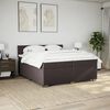 vidaXL Cama box spring con colch&oacute;n tela marr&oacute;n oscuro 200x200 cm