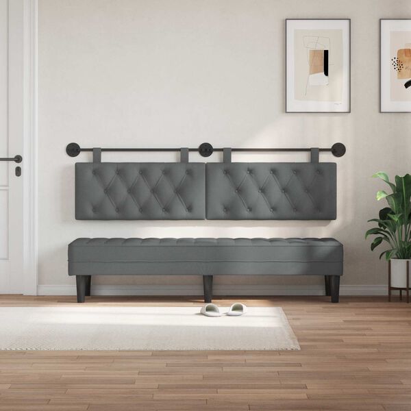 vidaXL Cabecera Colgante Gris oscuro 170 x 55 x 7 cm tela