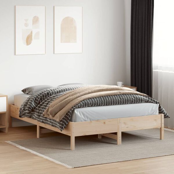 vidaXL Estructura de cama sin colchón madera de pino blanca 140x200 cm