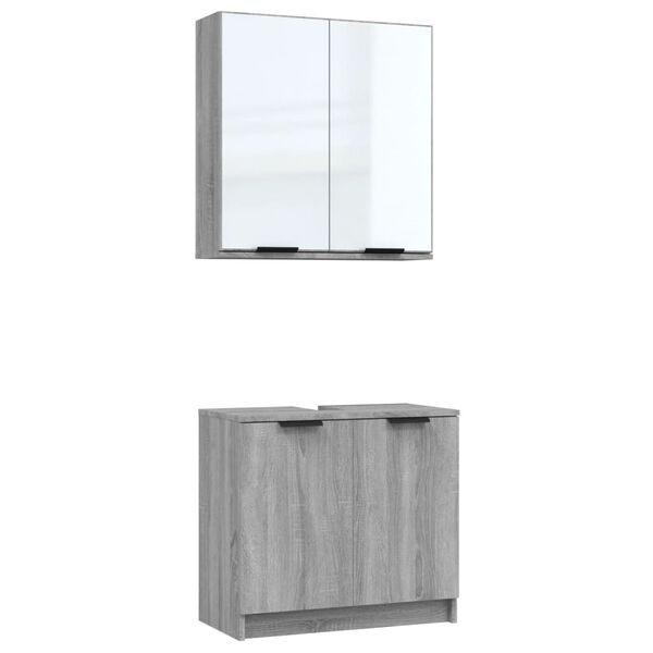 vidaXL Set de muebles de ba&ntilde;o 2 pzas madera de ingenier&iacute;a gris sonoma