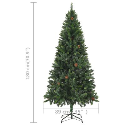 vidaXL Árbol de Navidad artificial iluminado con luces y piñas 180 cm