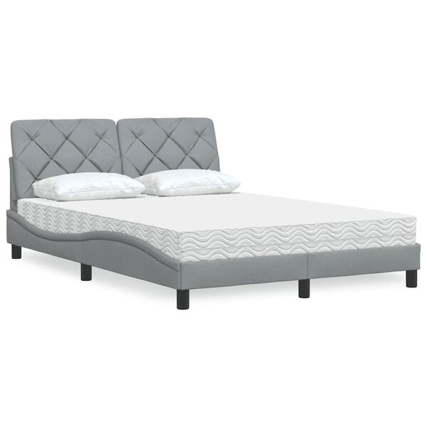 vidaXL Cama con colch&oacute;n tela gris claro 140x200 cm
