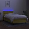 vidaXL Cama box spring colch&oacute;n y luces LED tela verde 100x200 cm