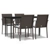 vidaXL Juego comedor jard&iacute;n 5 piezas y cojines rat&aacute;n sint&eacute;tico y acero