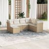 vidaXL Set sof&aacute;s de jard&iacute;n 7 piezas y cojines rat&aacute;n sint&eacute;tico beige