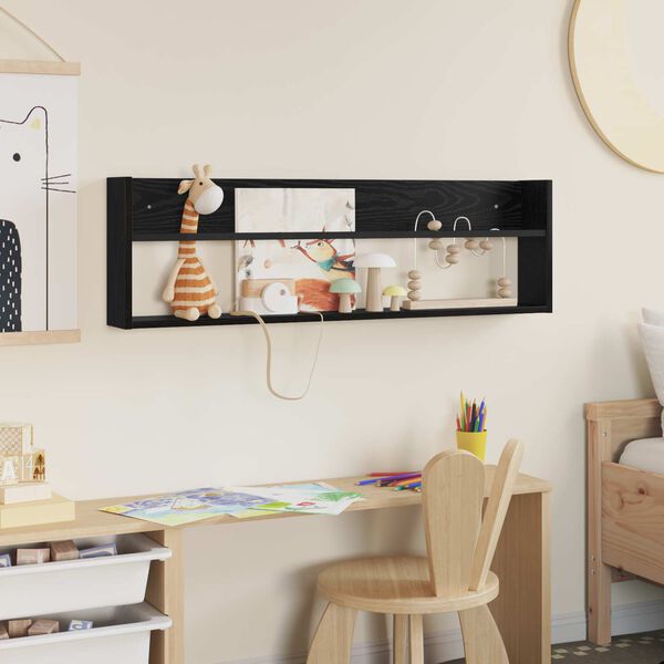 vidaXL Estante de revistas con estante Roble Negro 100 x 12 x 30 cm