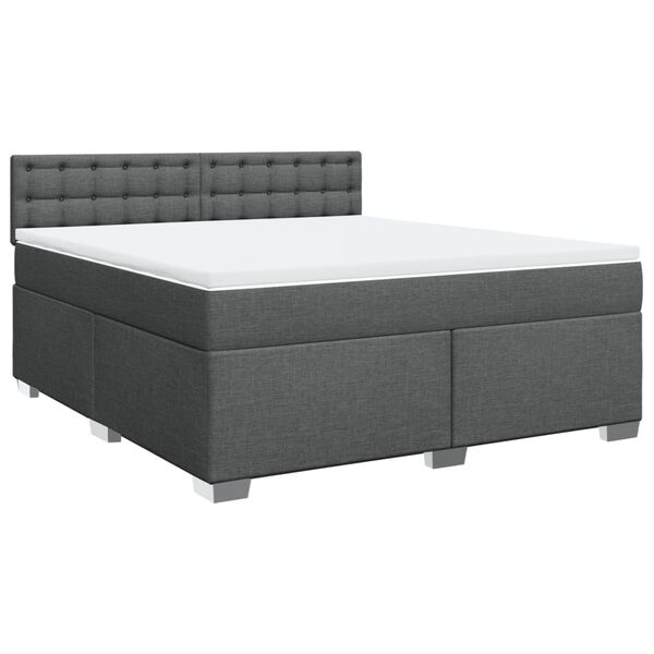 vidaXL Cama box spring con colch&oacute;n tela gris oscuro 180x200 cm
