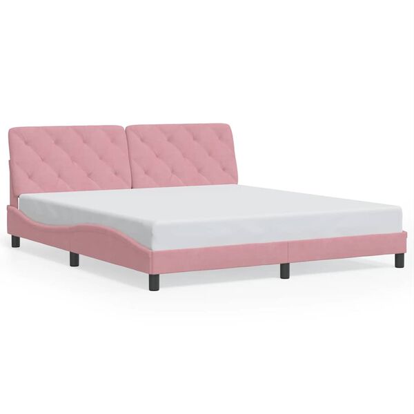 vidaXL Estructura de cama sin colch&oacute;n terciopelo rosa 180x200 cm