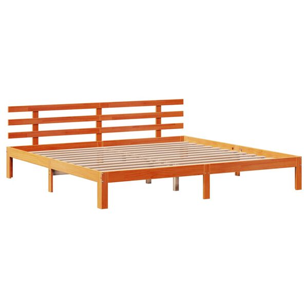 vidaXL Estructura cama con cabecero madera pino marr&oacute;n cera 180x200 cm