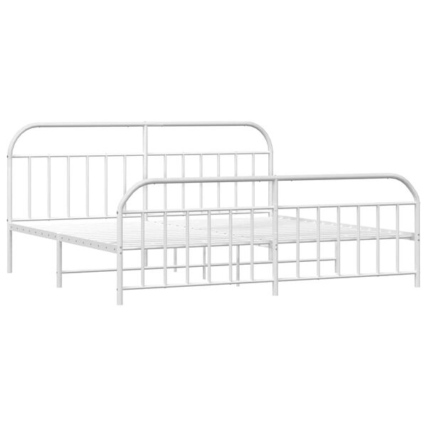 vidaXL Estructura cama sin colch&oacute;n con estribo metal blanco 193x203 cm